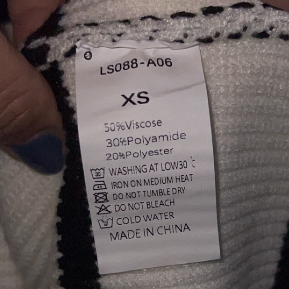 Classic Black and White Striped Cardigan Sweater - Picture 4 of 5